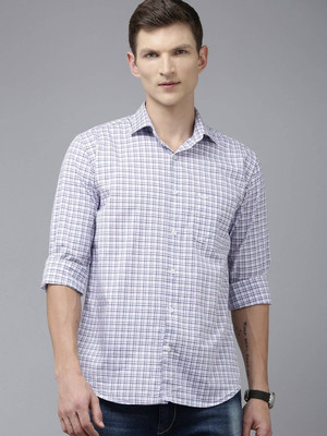 PARK AVENUE Men Checkered Casual Purple Shirt