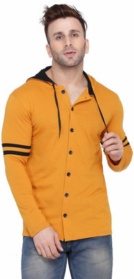 tfurnish Men Solid Casual Yellow Shirt