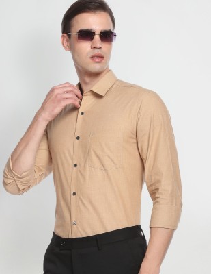 ARROW Men Solid Formal Beige Shirt