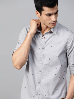 Roadster Men Printed Casual Grey Shirt