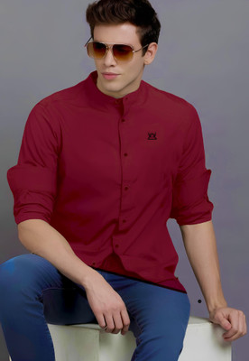 Garry Richards Men Solid Casual Maroon Shirt