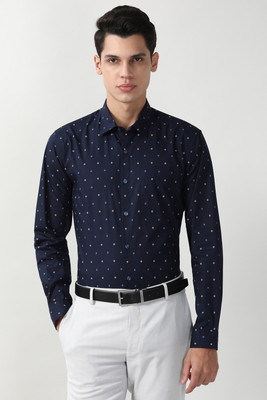 PETER ENGLAND Men Printed Formal Dark Blue Shirt