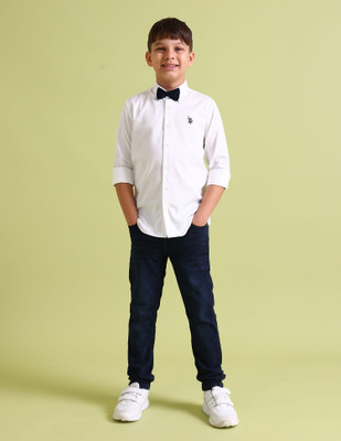 U.S. POLO ASSN. Boys Solid Casual White Shirt
