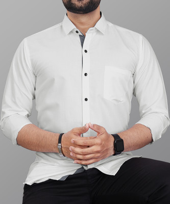 VeBNoR Men Solid Casual White Shirt