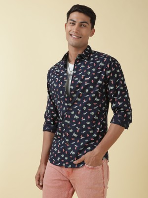 The Indian Garage Co. Men Floral Print Casual Blue Shirt