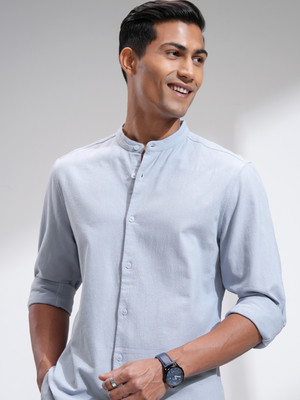 HIGHLANDER Men Self Design Casual Light Blue Shirt