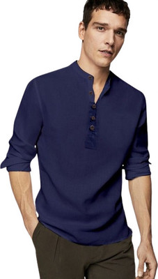 ALVIN ENTERPRISE Men Solid Casual Dark Blue Shirt