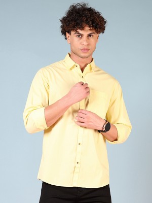 V-MART Men Solid Casual Yellow Shirt