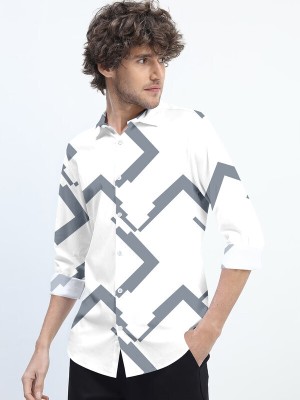 HASINI Fashion Men Printed Casual White, Grey Shirt