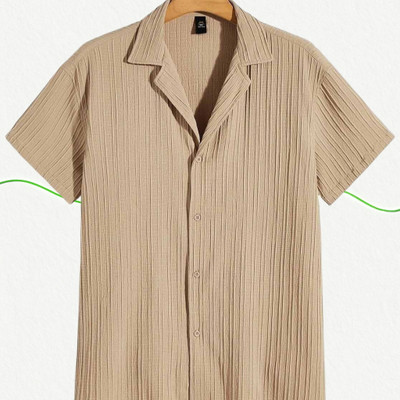 Looksky Men Self Design Casual Brown Shirt