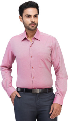 Raymond Men Self Design Formal Red Shirt