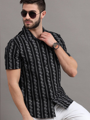 HERE&NOW Men Printed Casual Black Shirt