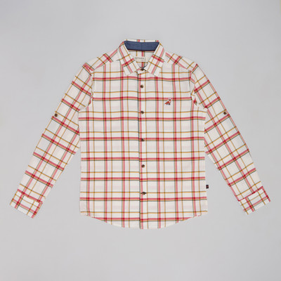 Pantaloons Junior Boys Checkered Casual White Shirt