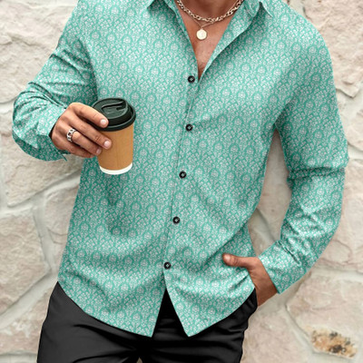 ISUEL FAB Men Printed Casual Green Shirt