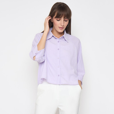 MADAME Women Self Design Casual Purple Shirt