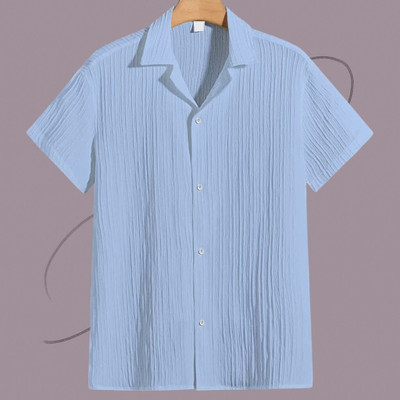 Dharamraj Fashion Men Self Design Casual Light Blue Shirt