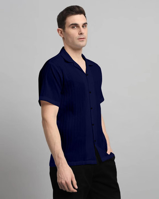 HEMAS LIFESTYLE Men Self Design Casual Dark Blue Shirt