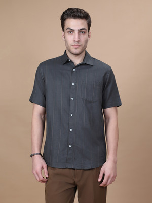 Hence Men Striped Casual Grey Shirt