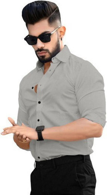 StellLIFESTYLE Trend Men Solid Casual Grey Shirt