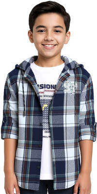 CAVIO Boys Checkered Casual Brown Shirt