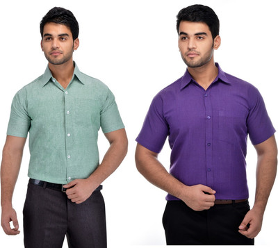 DESHBANDHU KHADI Men Solid Formal Multicolor Shirt(Pack of 2)