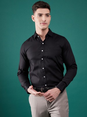 Hookstep Men Self Design Formal Black Shirt