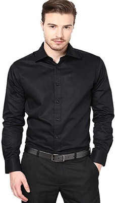 Marc Laurent Men Solid Formal Black Shirt