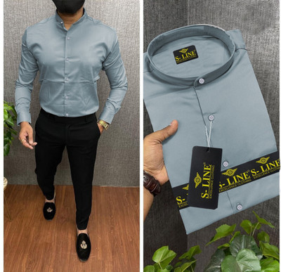 S-LINE Men Printed Casual Grey Shirt
