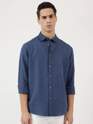 MARKS & SPENCER Men Printed Casual Blue Shirt