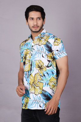 ShopGlobal Men Printed Casual Yellow Shirt