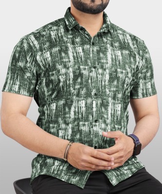 VeBNoR Men Printed Casual Dark Green Shirt