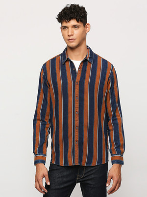 Pepe Jeans Men Striped Casual Brown Shirt