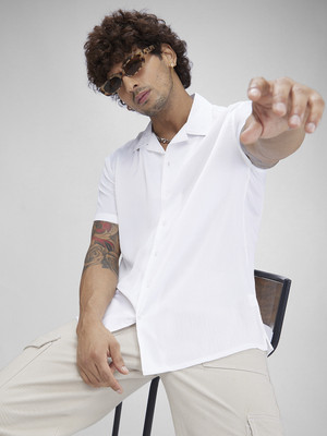 VASTRADO Men Solid Casual White Shirt