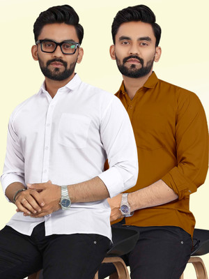 METRONAUT Men Solid Casual Multicolor Shirt(Pack of 2)