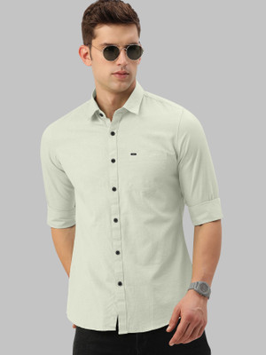 Growwax Men Solid Formal Light Green Shirt