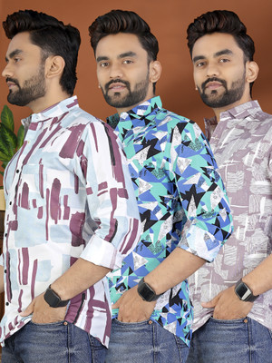 METRONAUT Men Floral Print Casual Multicolor Shirt(Pack of 3)