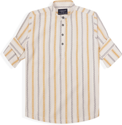 Charchit Boys Striped Casual Yellow Shirt