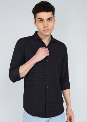 DISHANK CREATION Men Self Design Party Grey, Black Shirt