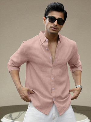 Yanthhi Men Solid Casual Beige Shirt