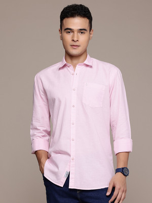 BS BLUE SQUAD Men Solid Casual Pink Shirt
