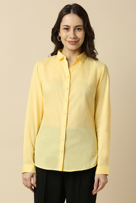 Allen Solly Women Solid Formal Yellow Shirt