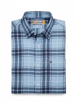 Modernity Men Color Block Casual Blue Shirt