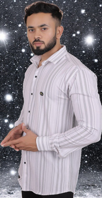 GCFAB Men Checkered Casual White Shirt