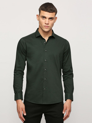 Pepe Jeans Men Solid Casual Green Shirt