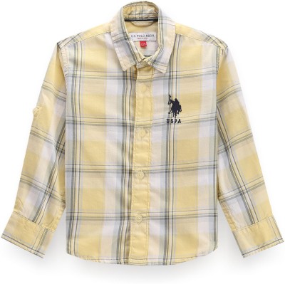 U.S. POLO ASSN. Boys Checkered Casual Yellow Shirt