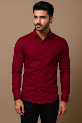 RAREMARK Men Solid Formal Maroon Shirt