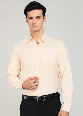 PETER ENGLAND Men Checkered Formal Beige Shirt