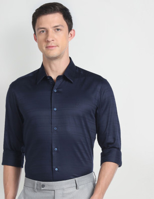 Arrow Newyork Men Self Design Formal Blue Shirt