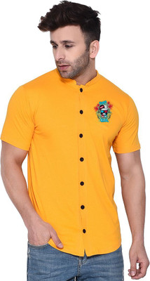 Blisstone Men Solid Casual Yellow Shirt
