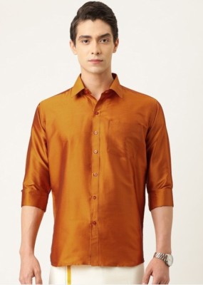 Sheel Men Solid Party Gold Shirt